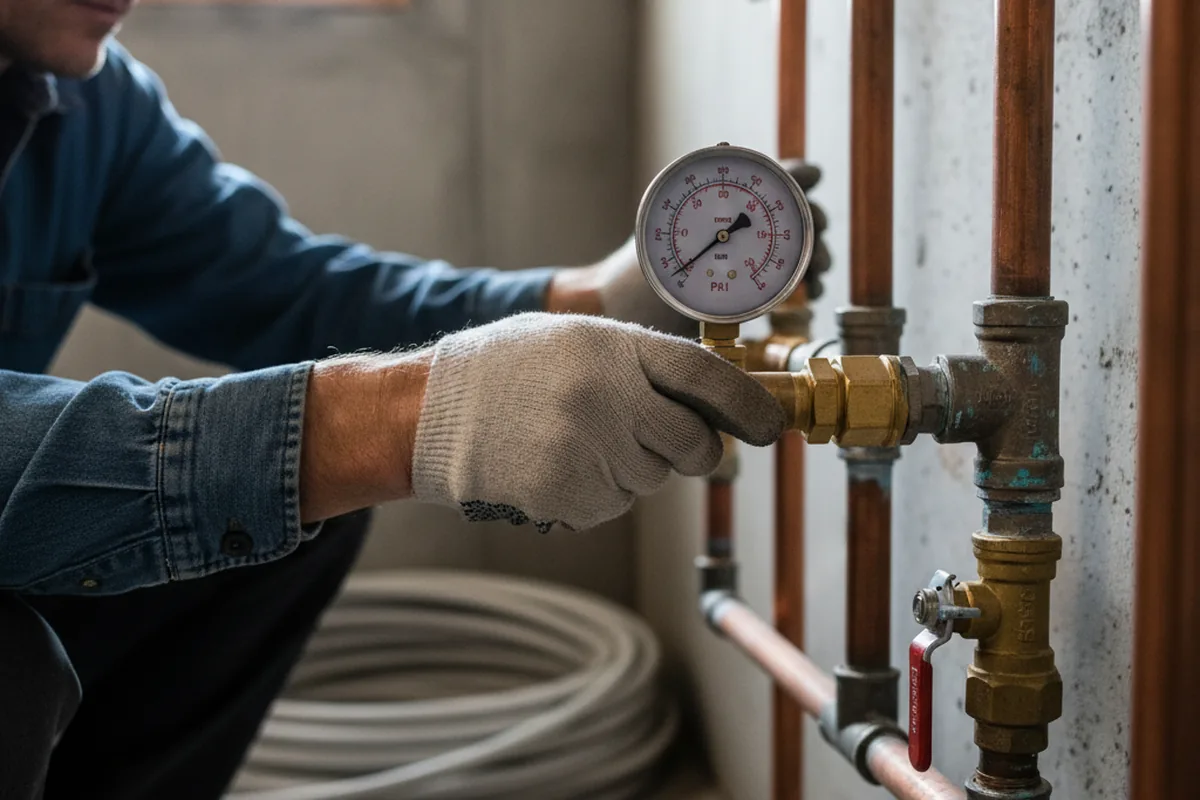 Pressure testing a repaired line during Water Line Repair in Evant